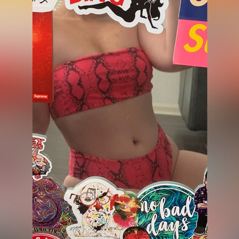 💕 pink snake print bikini